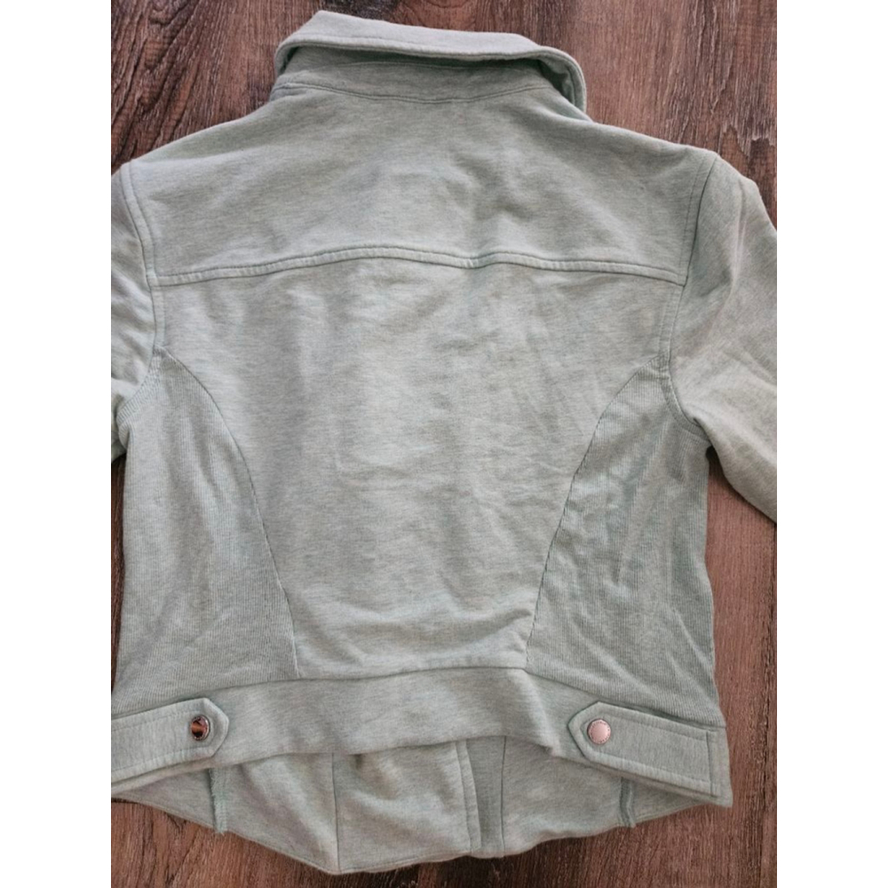 Women's H by HALSTON Mint Green Silver Zip Utility Jacket Size 8 - Picture 5 of 5